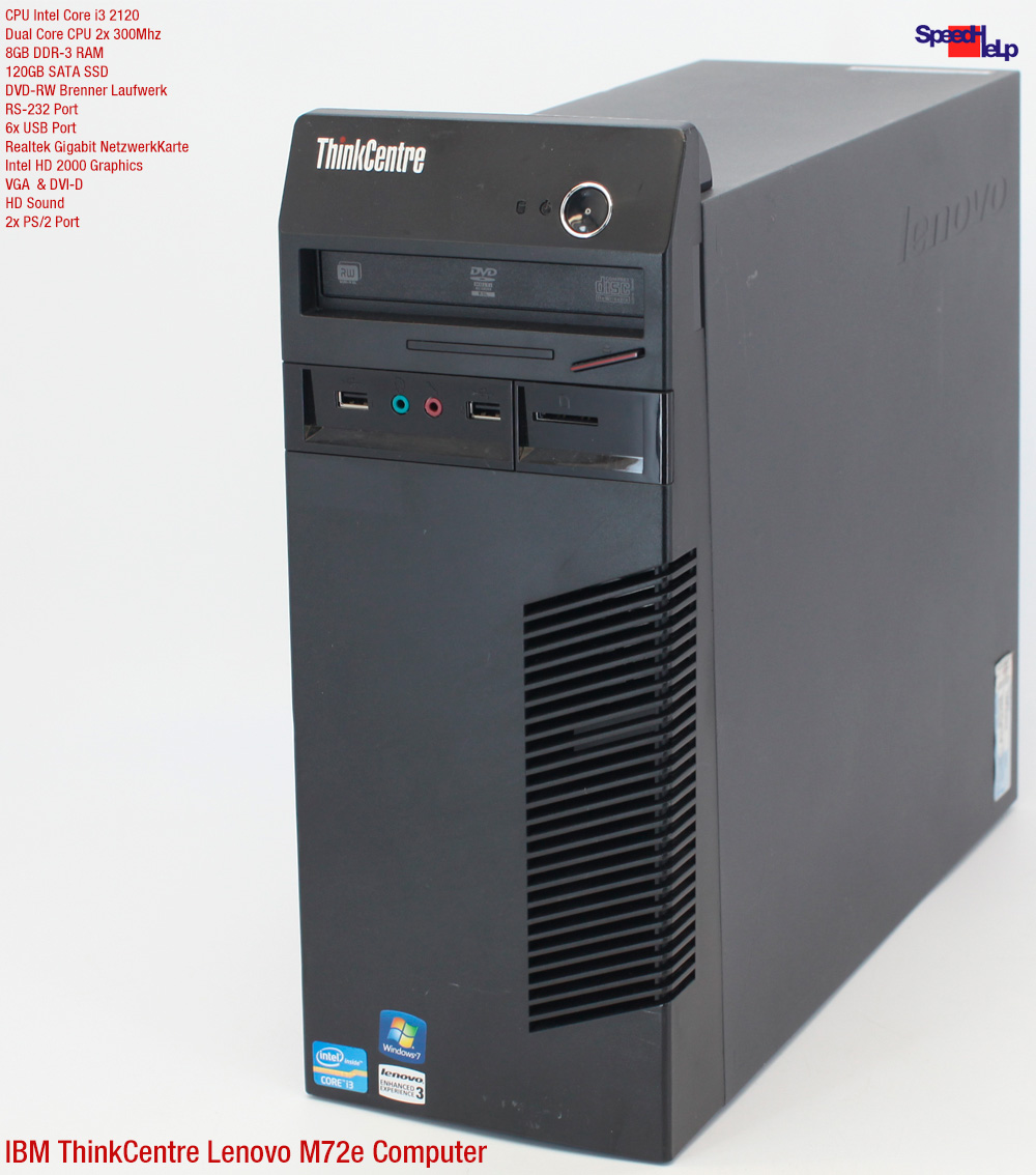 IBM LENOVO THINKCENTRE M72E A5G I3 COMPUTER PC 120GB SSD 8GB RS