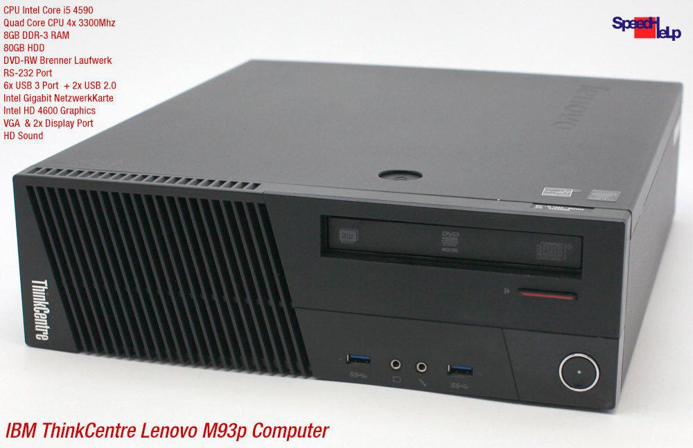 IBM LENOVO THINKCENTRE M93p SFF CORE i5-4590 COMPUTER PC