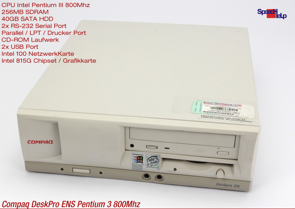 Hp Compaq Computer Deskpro en Ens Pentium 3 III 800MHZ Windows 98 RS232