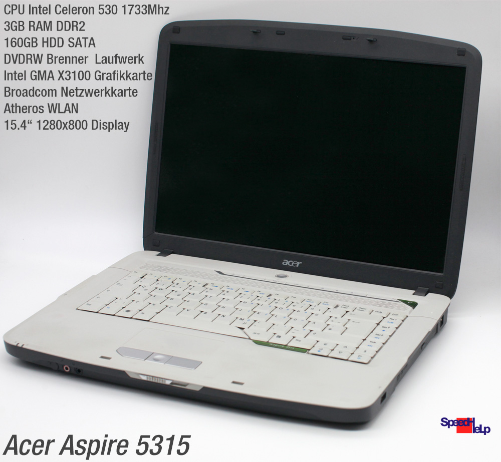 Acer Aspire 5315 Celeron 530 1733MHz Laptop Windows XP 2000 3GB