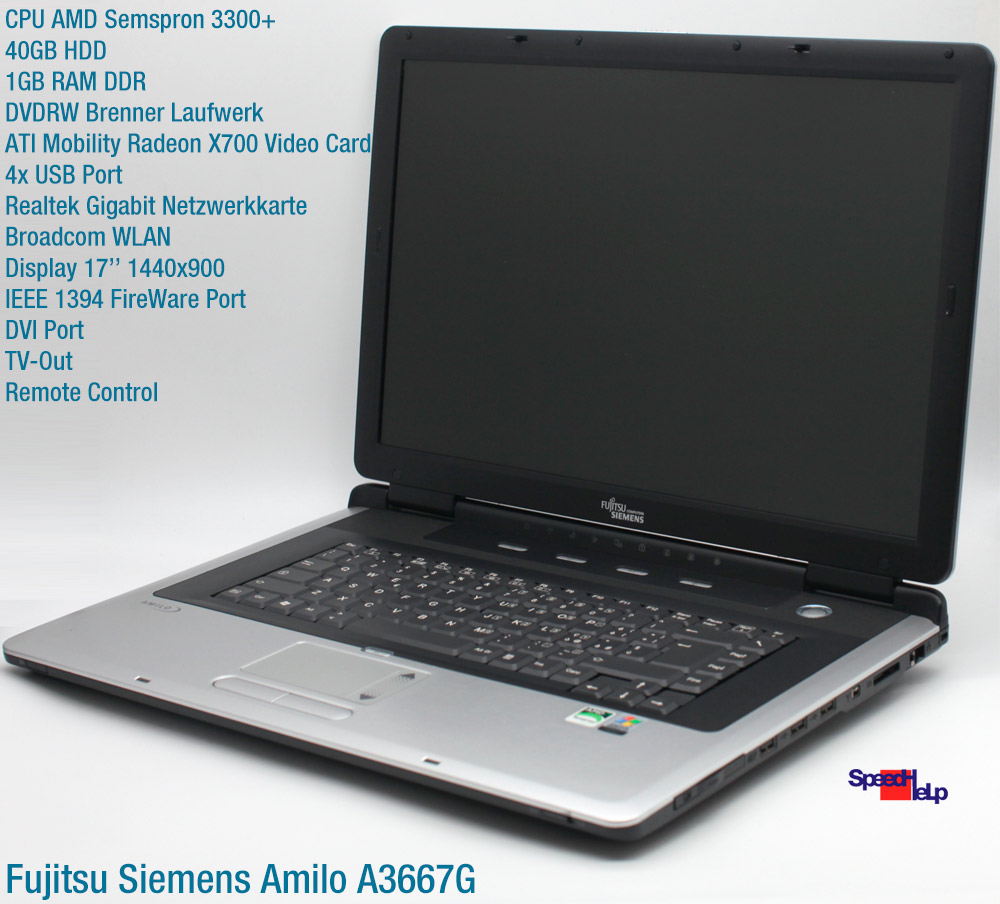 Fujitsu Siemens Amilo A3367G Notebook 40GB 1GB ATI RADEON X700