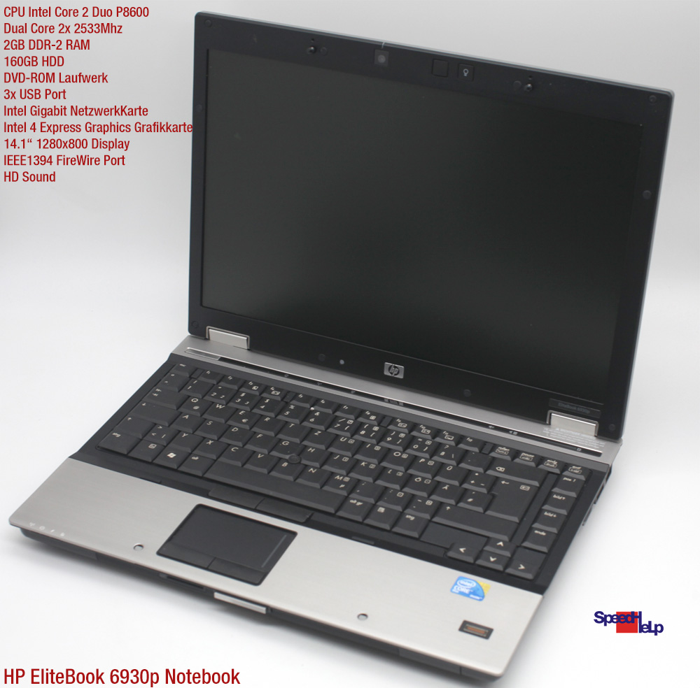 NOTEB HP ELITEBOOK 6930p NOTEBOOK LAPTOP WINDOWS XP PRO DVDROM 160GB HDD 2GB RAM
